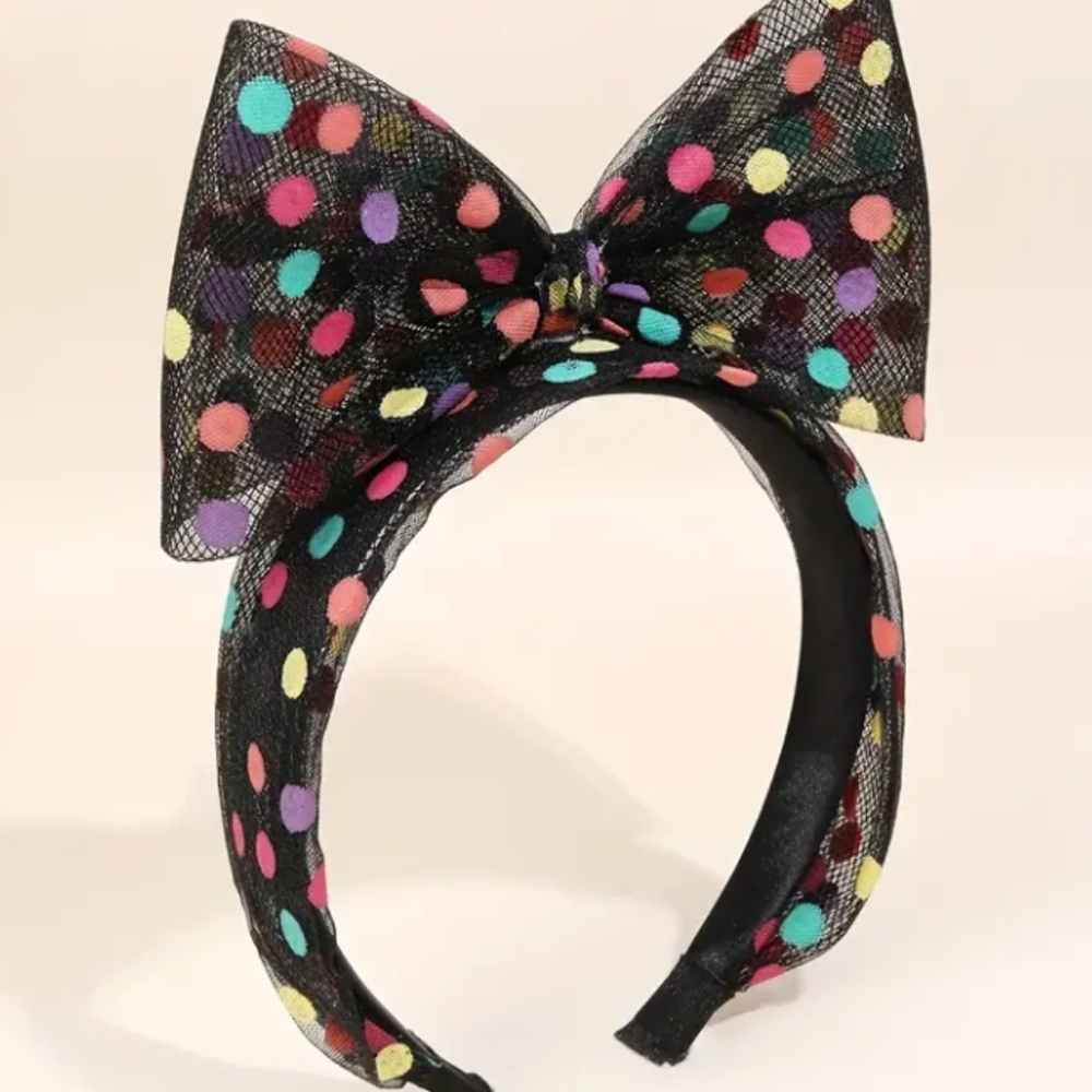 Polka Dot Princess Headband Black